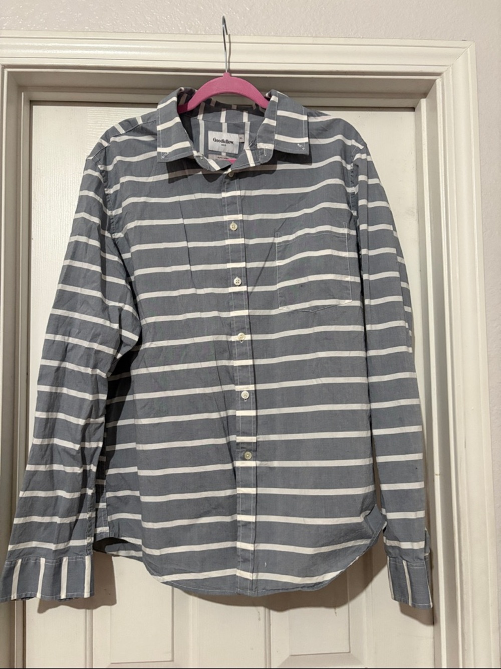 Goodfellow & Co Gray and White Horizontal Stripe Shirt